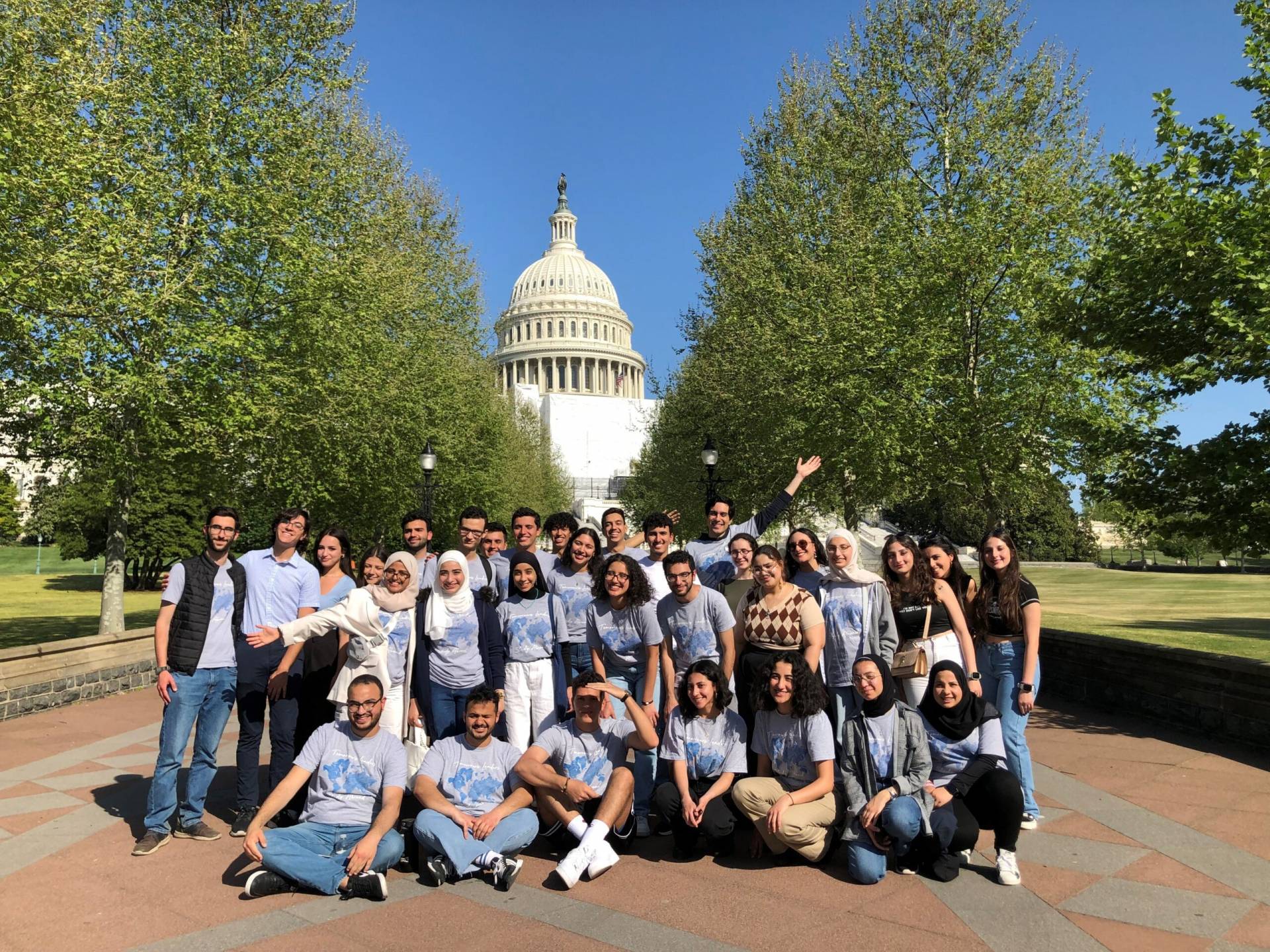 Group of students gathered in front of the U.S. Capitol in Washington, DC.
